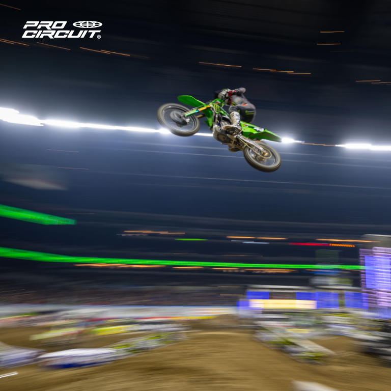 Pro Circuit rider on a Supercross track